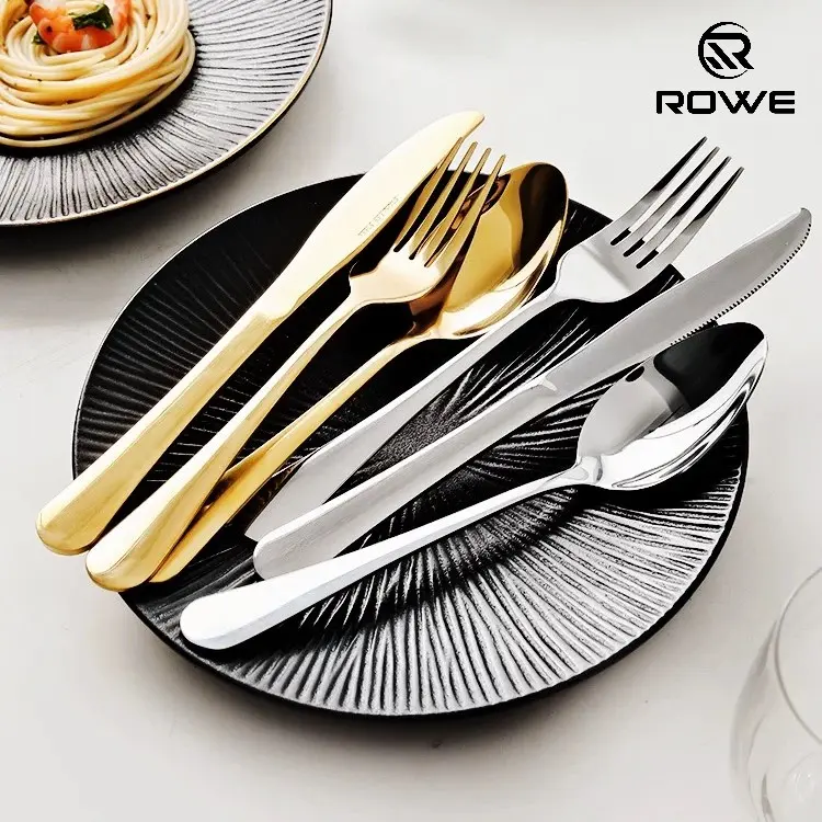 ROWE Stainless Steel Tableware Thickened Spoon Fork Knife Stainless Steel Cutlery Silver Gold