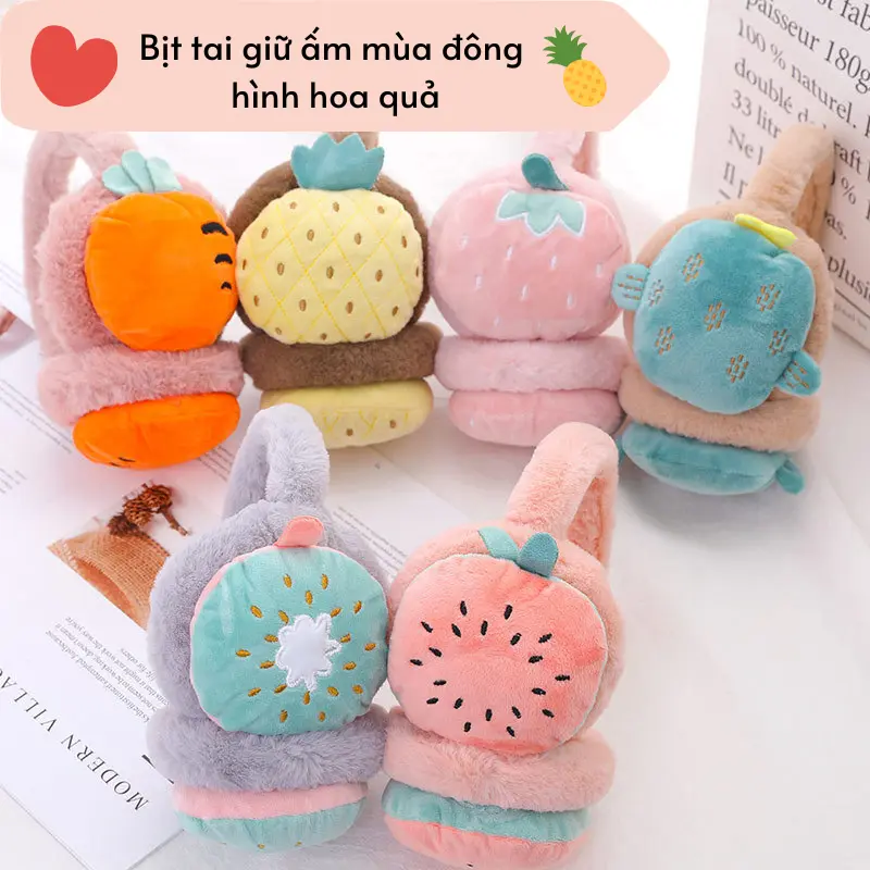 Bịt Tai Giữ Ấm Mùa Đông Cho Trẻ Em và Người Lớn Hình Hoa Quả, Động Vật Dễ Thương Ngộ Nghĩnh 0