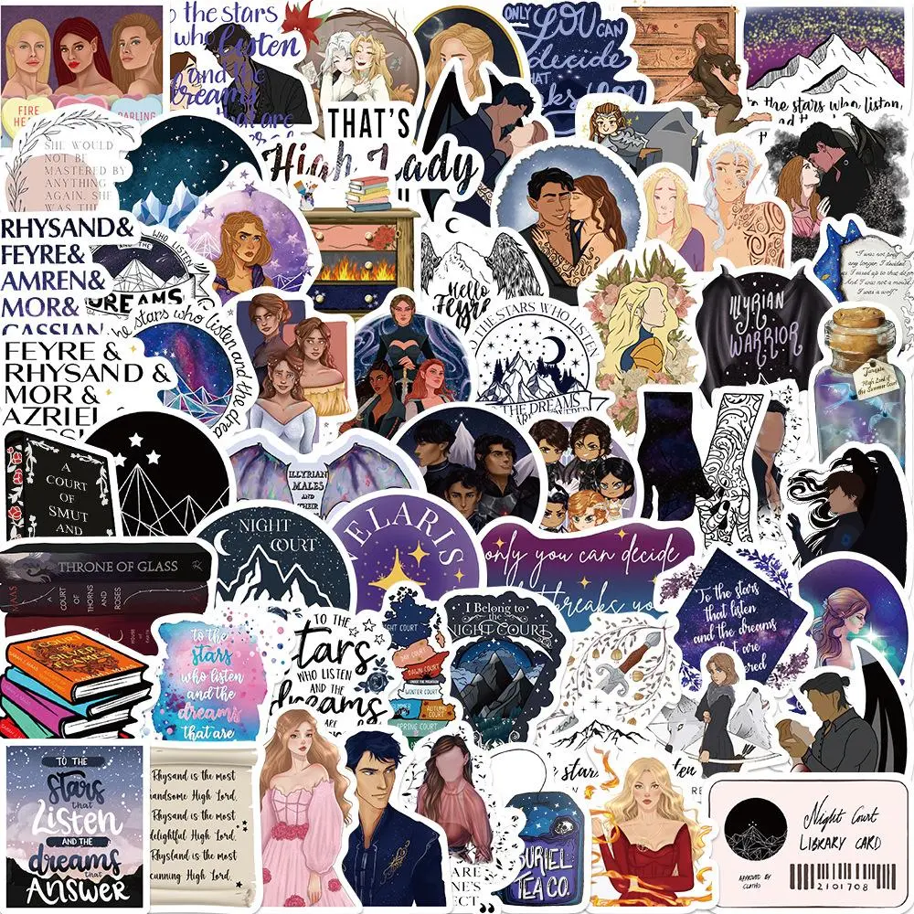 Acotar Merchandise Series Sticker, 60pcs Waterproof Sticker Pack for Water Bottle Skateboard Helmet Car Bike Luggage Laptop, Concert Stickers, Room Decor, Home Decor, Car Accessories