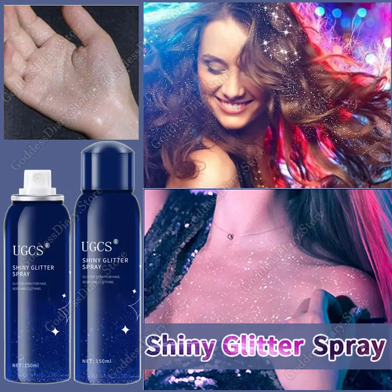【BUY 1 TAKE 2】150ML Night Club Party Glitter Spray For Clothes Hair Body Party Glitter Shiny Powder Long-lasting Shiny 150ML
