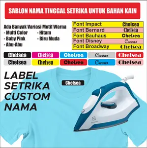 BA139 Sticker Nama Label Printing Kain / Kaos Sablon Setrika Isi 50pcs Gratis Custom Nama