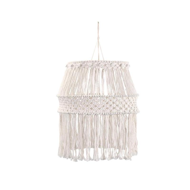 Macrame Lamp Shade Hanging Light Cover Woven Boho Hanging Lampshade Pendant Light Shade Replacement for Home Office Party Bedroom Nursery 7
