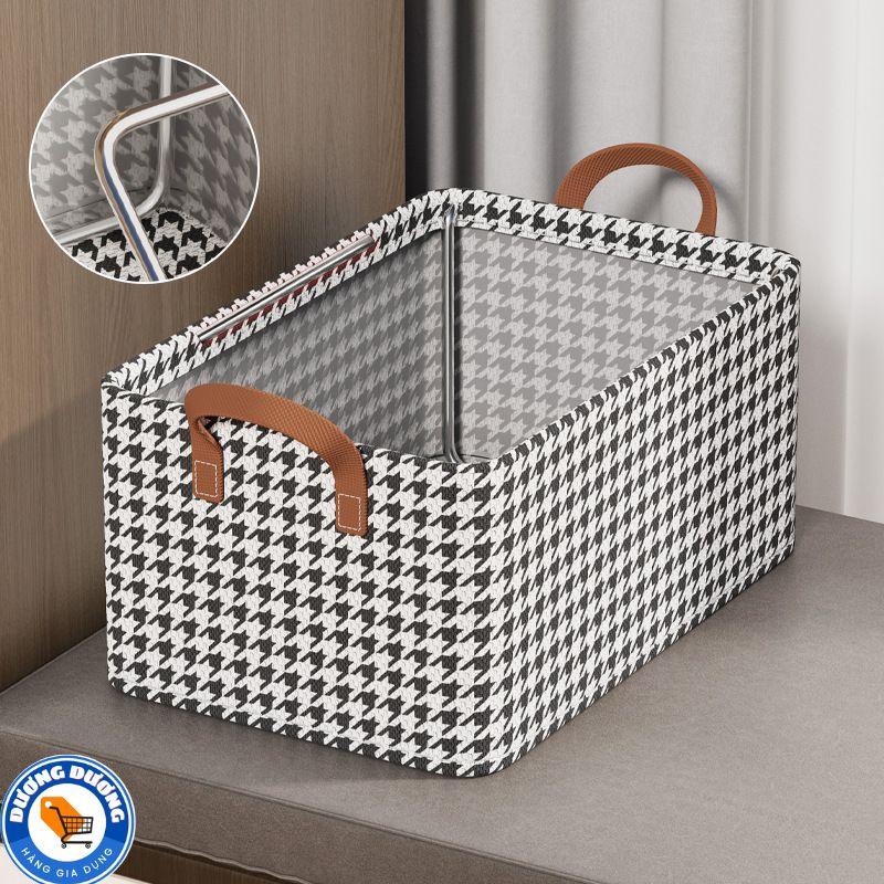 Hộp Vải Khung Sắt Đựng Quần Áo, Chăn Ga, Thú Bông - Hộp Đựng Quần Áo Khung Thép Họa Tiết Caro, Đựng Chăn Màn, Đồ Lót.. chống thấm ẩm mốc bụi bẩn tốt - Túi Vải tuivai dung tuidung quanao