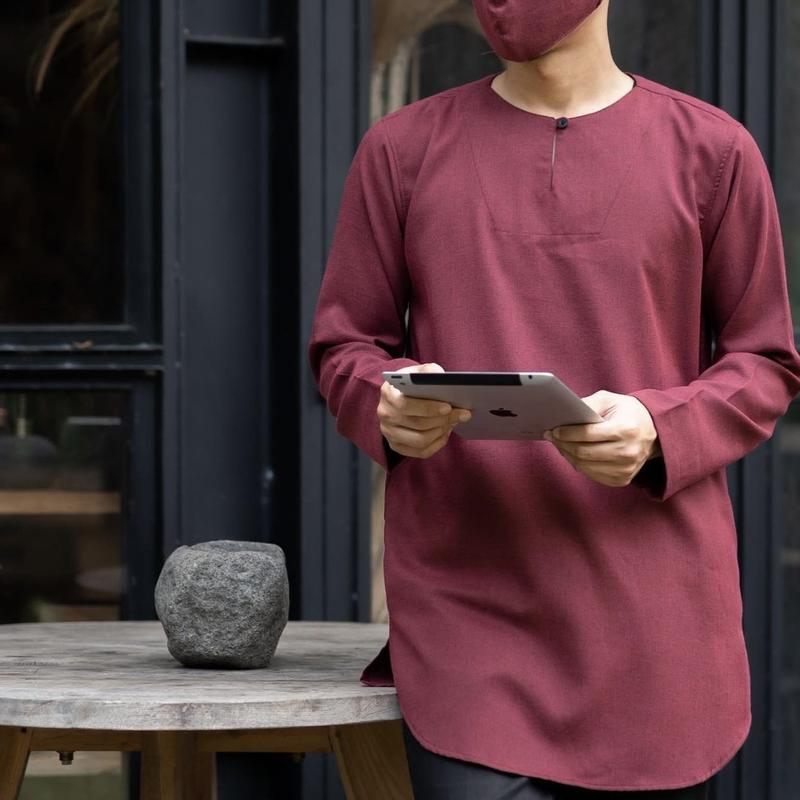 Product Introduction of Koko kurta simpel tanpa kerah lengan panjang katun halus dan adem 8