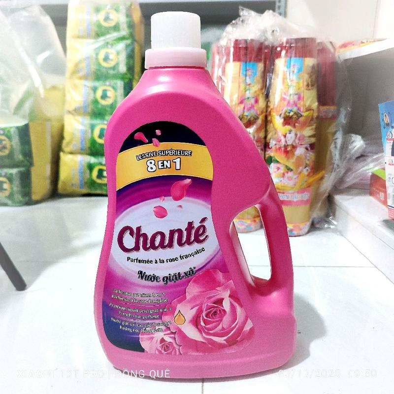 Nước Giặt Xả Chante Cao Cấp 8 Trong 1 Hương Hoa Hồng Pháp 3,1kg