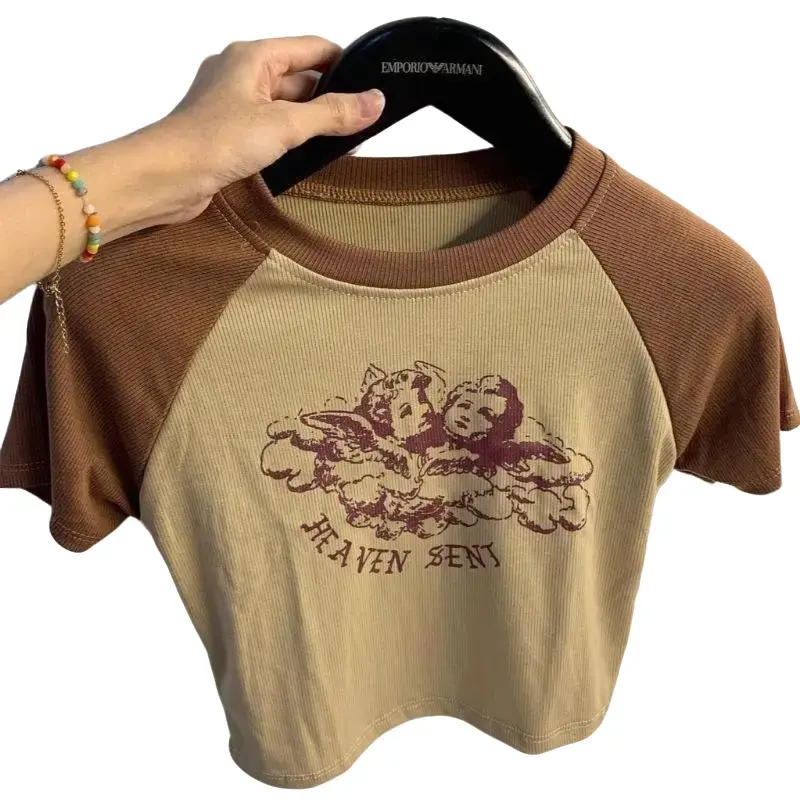 Baju Crop Top HEAVEN SENT Model Tricot Rajut Wanita Tee Atasan Rib Kaos