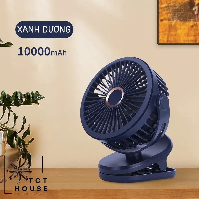 Quạt Mini | Quạt kẹp bàn Tích Điện Pin 10000 mAh Dung Lượng Lớn, Pin Khủng Usb