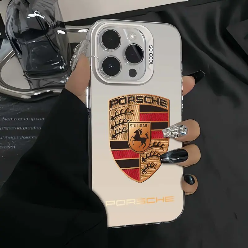 Ốp Lưng iPhone, Logo Porsche, Thích Hợp Cho iPhone 16 Pro Max, 15, 14,13, 12, 11, X, XR, XS, 7, 8 PLUS, Ốp Bảo Vệ Điện Thoại Silicon Chống Sốc
