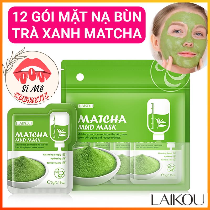  Set 12 Gói Mặt Nạ Bùn Trà Xanh Matcha Mud Mask LAIKOU – Kiềm Dầu Nhờn Se Khít Lỗ Chân Lông Giúp Da Mịn Màng 