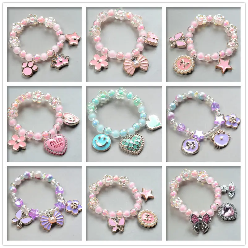 New cute cartoon beaded bracelet fashion small flower crown love children bracelet