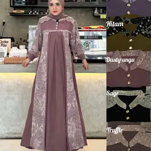 Gamis cringkel kancing mewah terbaru