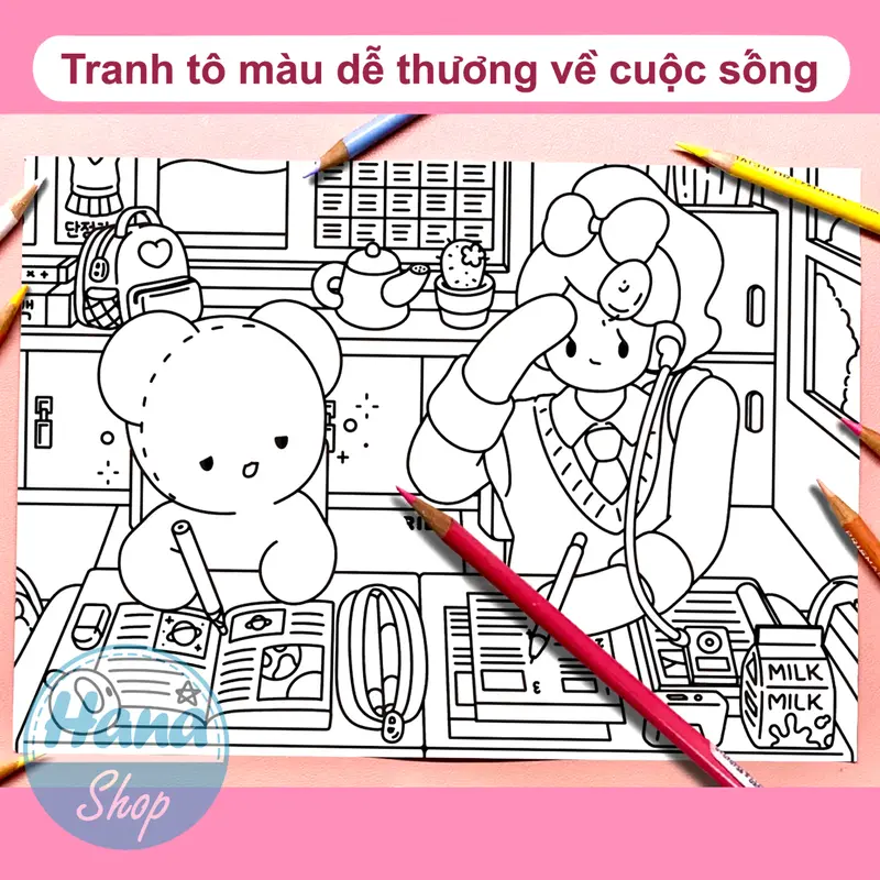 Tranh tô màu Charibo "Cứ chill thôi" quyển 30 tranh, giấy 200gsm khổ A5 dày đẹp 4