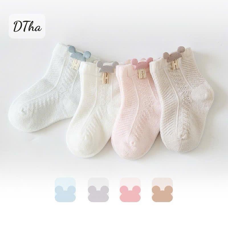 Bộ 4 đôi tất lưới Mickey điều hoà Cotton mềm mịn thoáng khí cho bé từ 0-3 tuổi - Vải Cotton 8