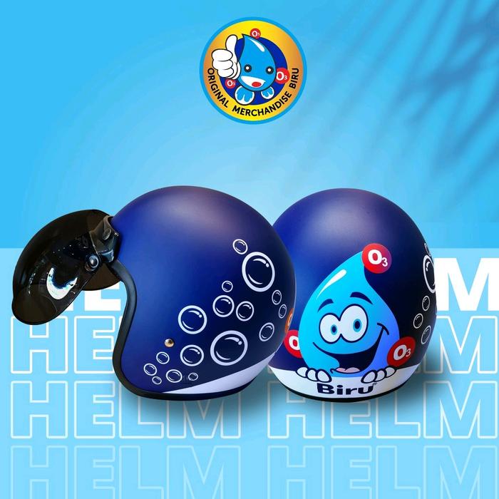 Gambar Helm Half Face Motor Dewasa Pria Wanita SNI Keren Karakter Mr OTRI - Original Merchandise Biru dari Air Minum Biru Kota Surabaya Tokopedia