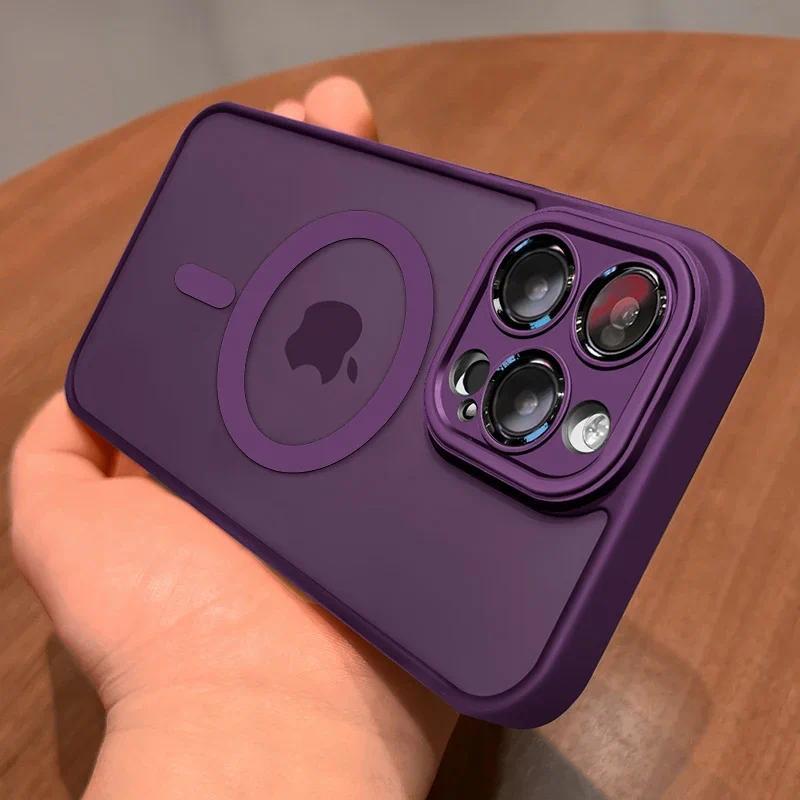 Product Introduction of Magnetic Luxury Matte Translucent Armor Shockproof Case For iPhone 15 14 13 12 11 16 Pro Max Plus Magsafe Wireless Charge Cover 11
