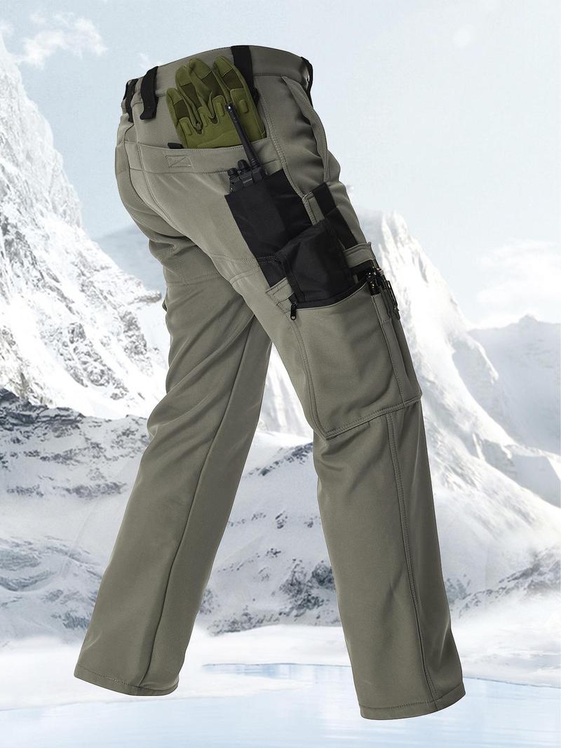 Product Introduction of Men's Solid Pocket Button Fly Cargo Pants, Regular Fit Casual Waterproof Windproof Trousers for Outdoor Activities, Men's Sportswear for Winter & Autumn,  Work Trousers Men 19