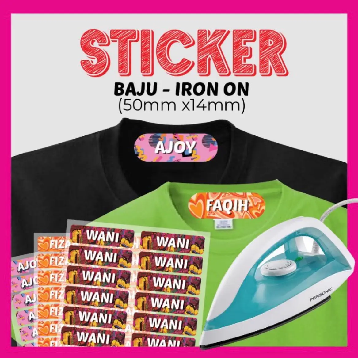 40 Pcs Sticker Label Baju & Iron On Label, Iron On sticker, Sticker Baju, Iron Patch, Sticker Label Baju