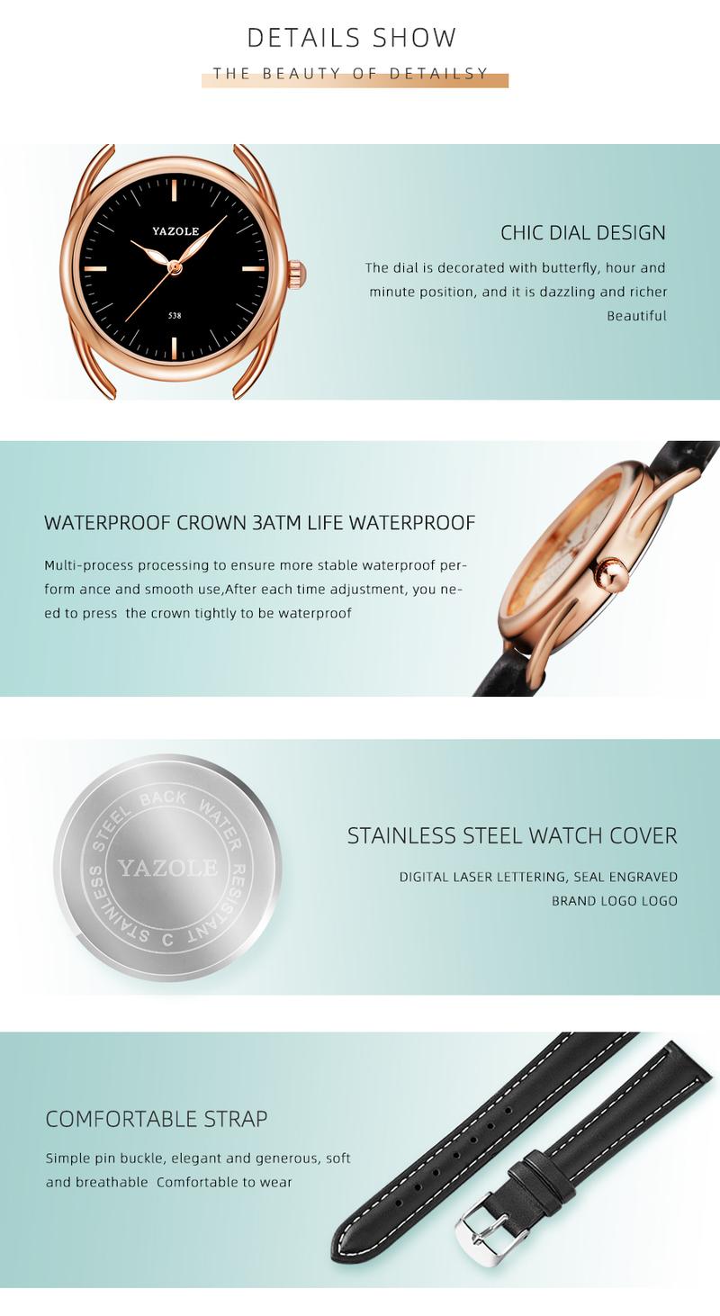 Product Introduction of Jam Tangan pria Yazole RG 22 Anti Air Strap Kulit Styli Hitam 2