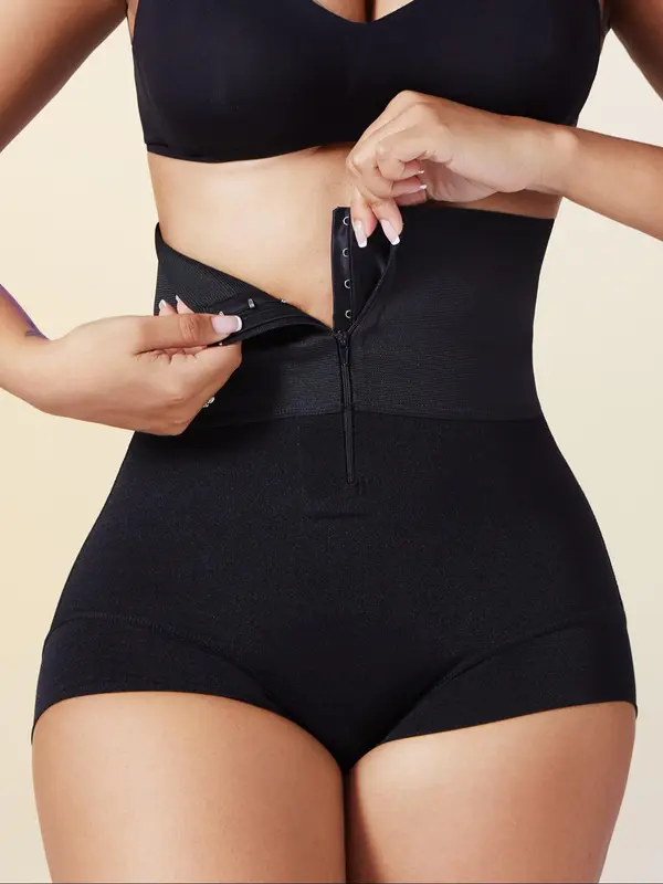 Women's Solid High Waist Shapewear Shorts, Tummy Control Butt Lifting Shaper, High Stretch Shapewear Bottoms for Daily Wear 2
