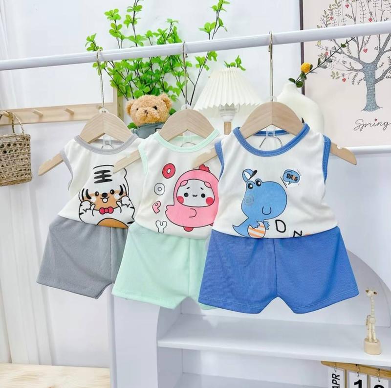 [3 bộ cộc tay] Bộ quần áo bé trai, bé gái mặc hè xinh yêu-Chất liệu thun tăm thoáng mát, thấm hút mồ hôi cho bé từ 5-16kg 1