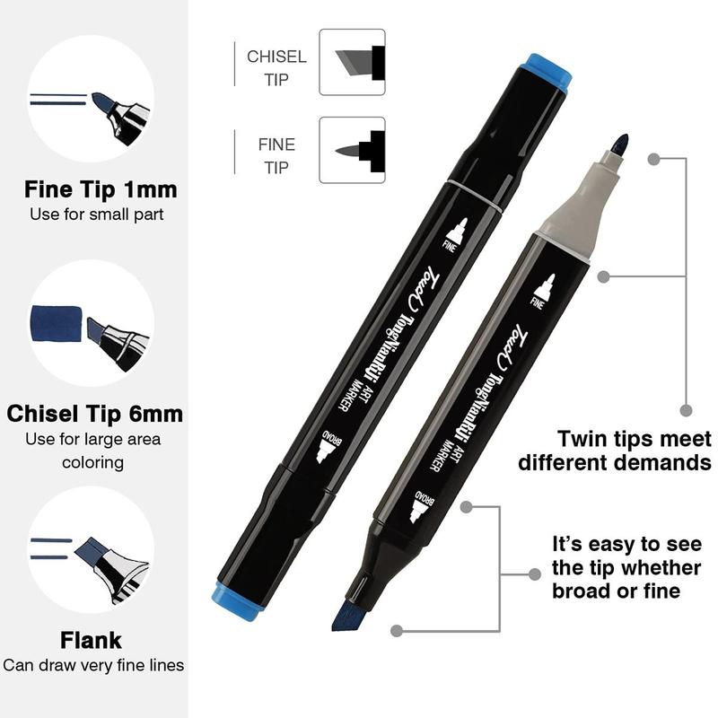 Product Introduction of 24-80color Double-headed Mixed Art Marker Pen Set - Permanent, Quick-drying, Multi-functional Art Supplies, Suitable for Painting, Sketching, Coloring and Underlining - Very Suitable for Artists, Designers and Enthusiasts 6