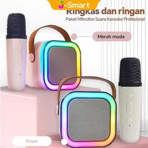 2024 Terbaru Speaker bluetooth 2Mic 1 karaoke HIFI Full Bass Stereo Bluetooth 5.3 Set speaker KTV rumah Mini Plastik