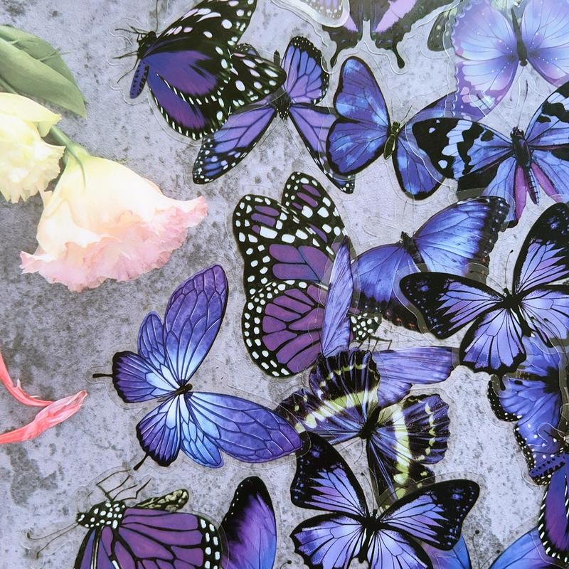 40pcs Butterfly Pattern Notebook Decoration Sticker, Decorative Collage Decal, DIY Decorative Sticker For Stationery Computer Water Bottle Skateboard 4