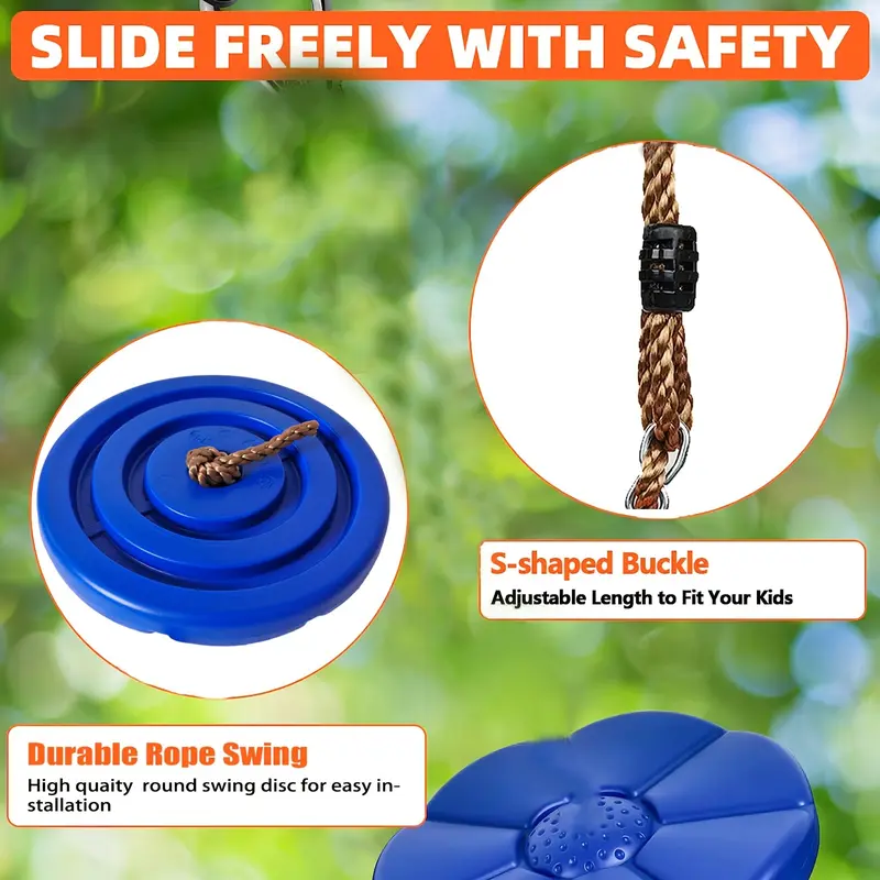 1pc Orange Polyester Zip Line Set for Kids and Adults, 50ft Soft Rope Pulley Kit for Warrior Obstacle Courses, 330lb Max Load Outdoor Backyard Adventure Equipment 4