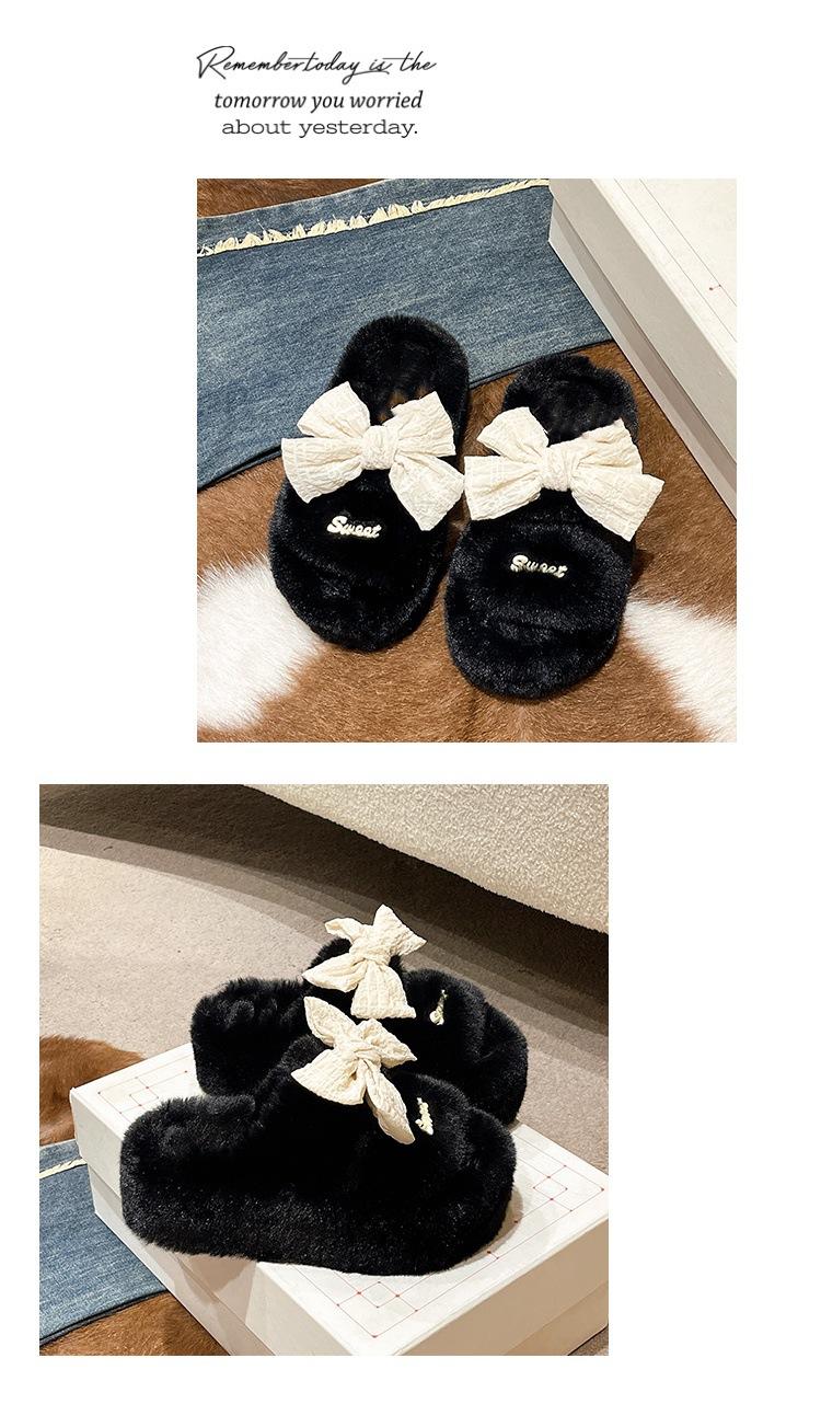 Product Introduction of Korean Style Fluffy Slippers Women's Outdoor Wear Winter Home Non-Slip Dormitory Cotton Slippers Thick Bottom Increased by Insulated Cotton-Padded Shoes Footwear Flipflop 12