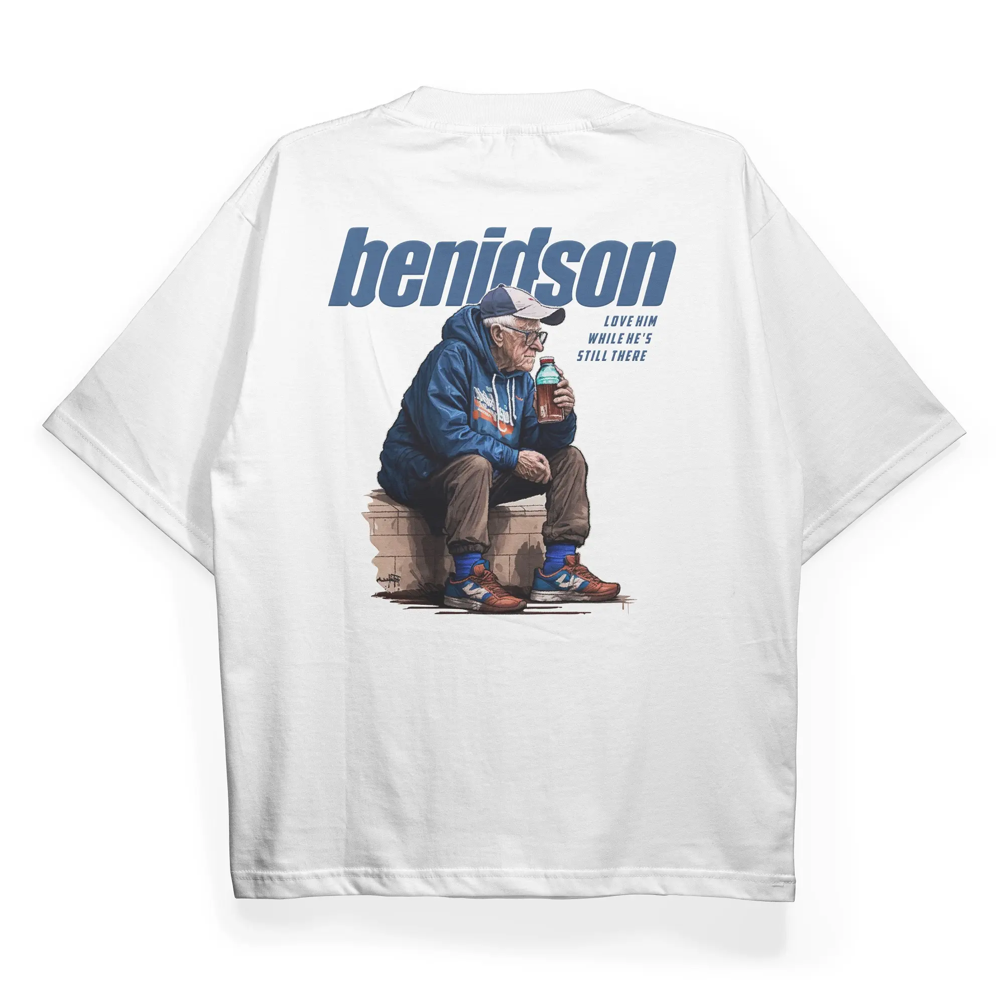 BENIDSON Oversized Tshirt white old age Kaos Katun