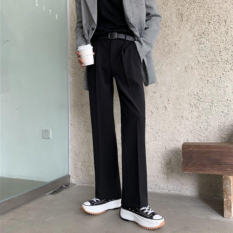 Product Introduction of Men's Spring Summer Wide Leg Dress Pants - Korean Style Loose Fit High Waist Office Trousers |   Trendy DK Straight Cut Formal Casual Pants for Students & Work 6