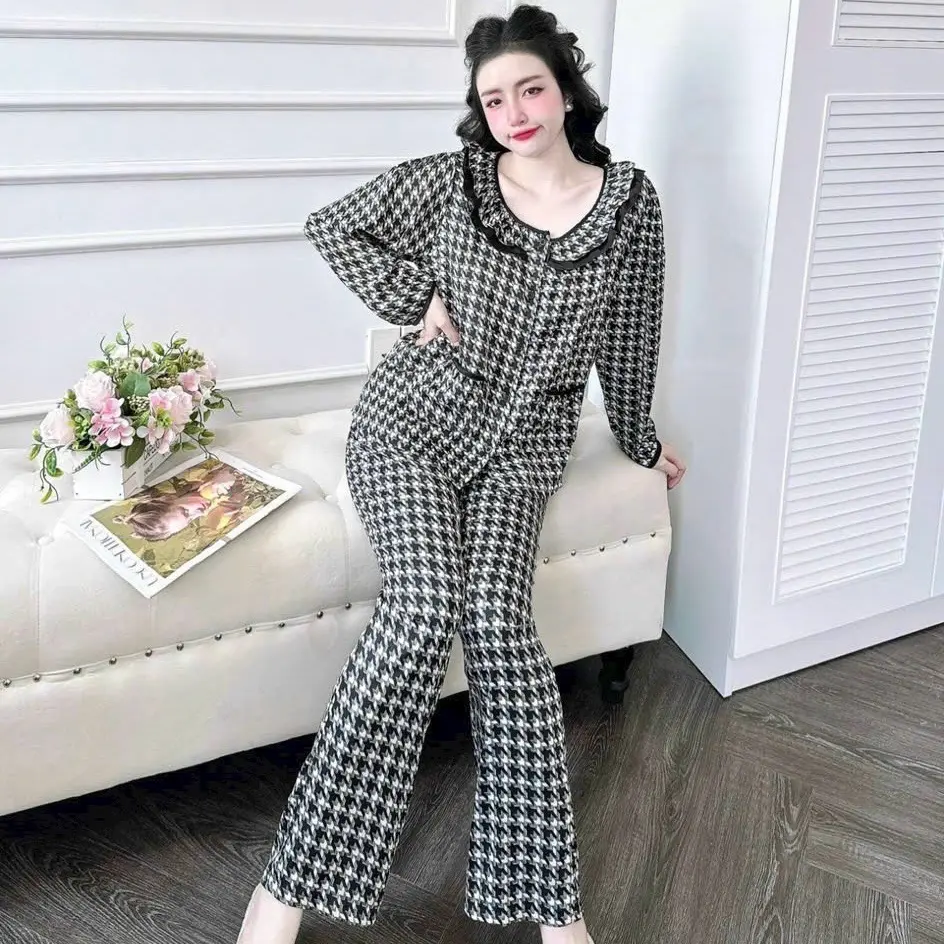 Đồ Bộ Lụa Mango Bigsize 55-100kg Cổ Sen - Tay dài quần dài