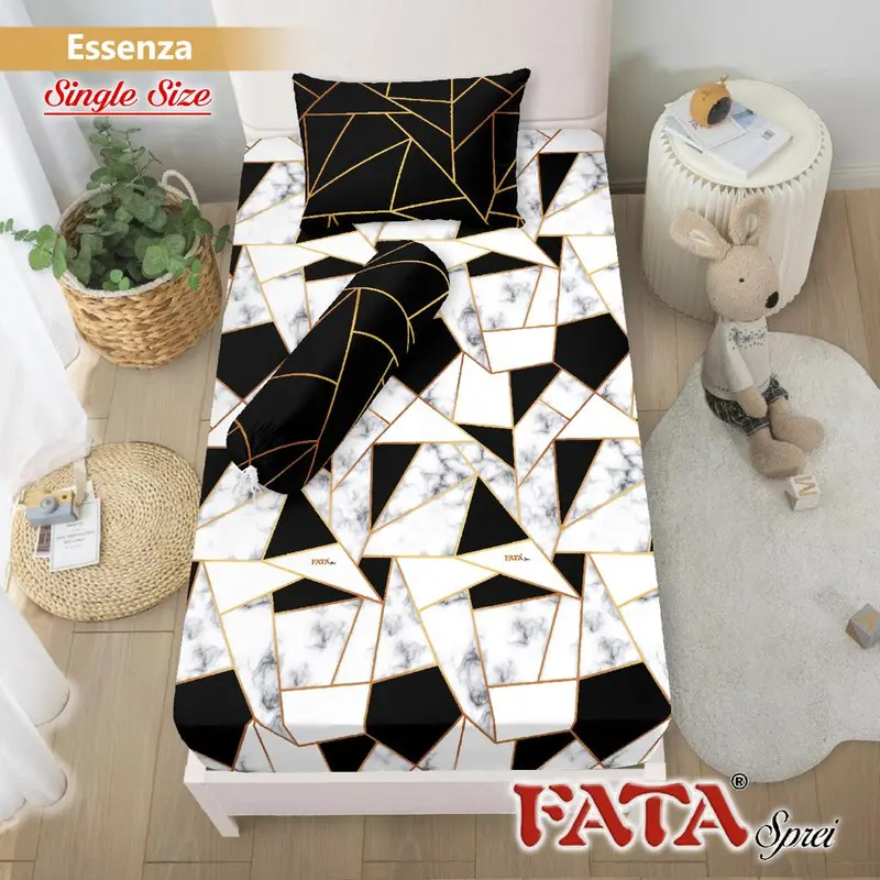 FATA SPREI MONOKROM SINGLE 120x200X20, 100X200X20 & 90X200X20 Bantal Guling Karet 4