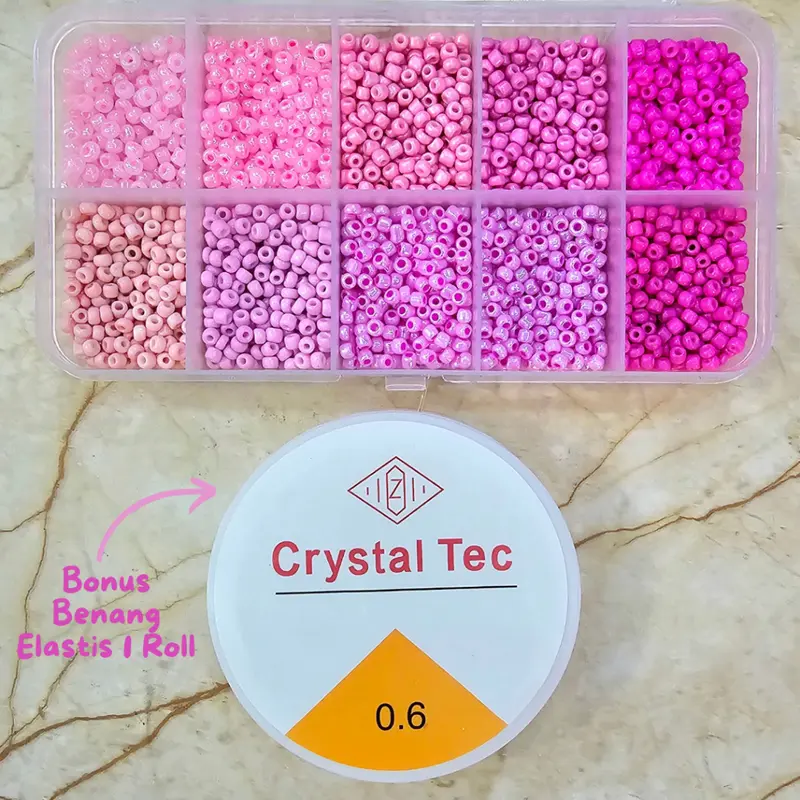 DIY Manik Manik Pasir 1 Box Lengkap - Gelang Cincin Kalung (Gratis Benang Elastis 1 Roll) - SM007 Kerajinan 2
