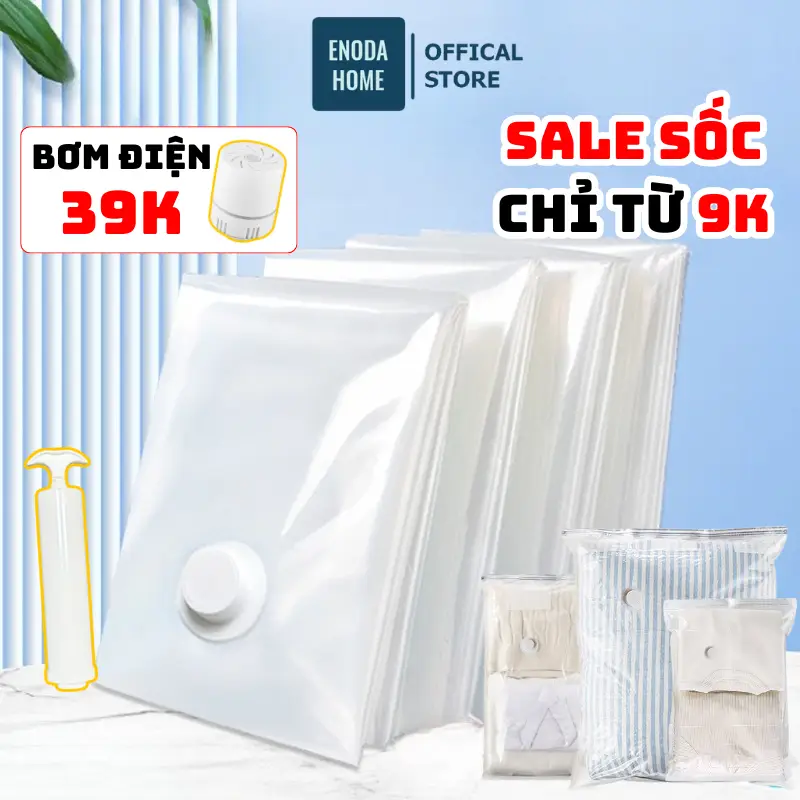 [Tặng Túi] Túi Hút Chân Không Quần Áo 5 Size, Túi Zíp Kín Khí, Van Chống Rò Rỉ Hơi Bảo Quản Chăn Ga Gối Đệm L02
