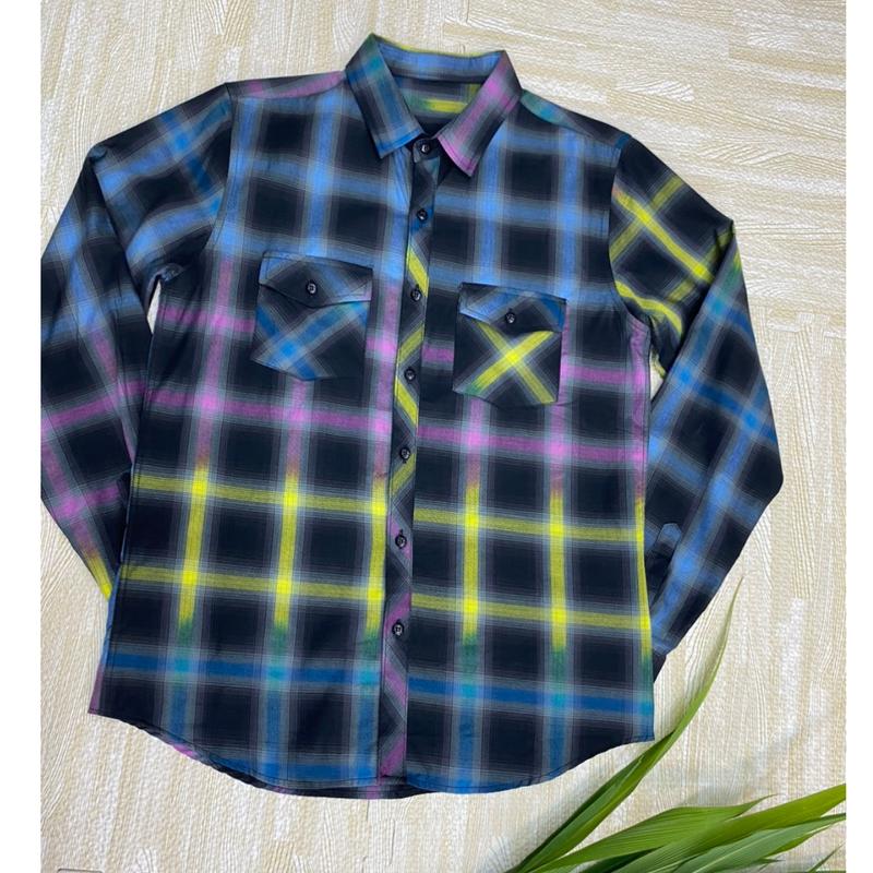 Áo sơ mi THÊU affi dài tay bảy màu cho nam chất kate mát mịn đẹp Menswear Cổ Tròn Có Cổ 2