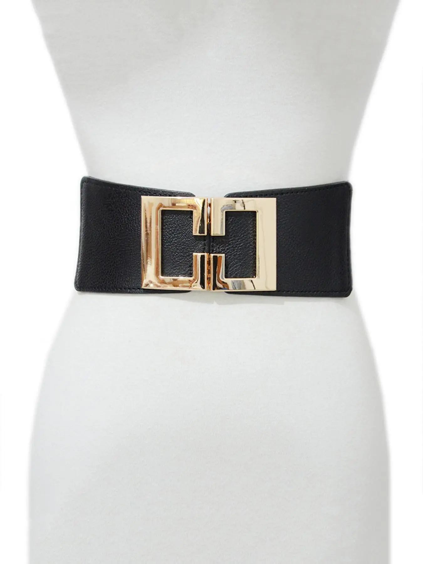 Women's Modern Fashionable Brass Metal Buckle Wide Belt, Casual Waistband for Jeans, Fashion Belt for Party, Daily Clothing Decor, Trendy All-match & Exquisite Belt for Gift