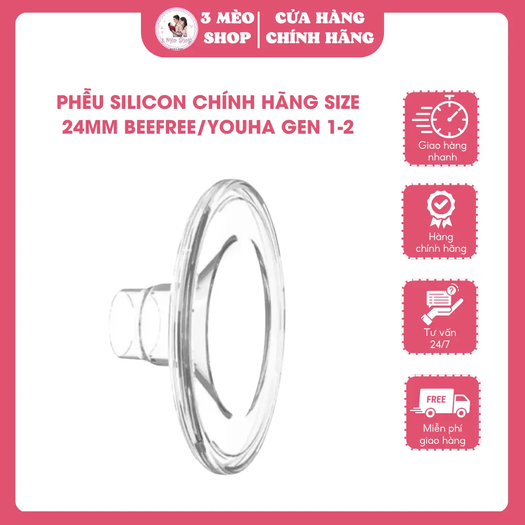 (CHÍNH HÃNG) PHỄU SILICON SIZE 24mm BEEFREE/YOUHA GEN 1 - GEN 2 máy hút sữa không dây