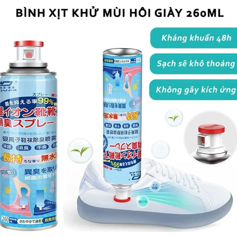 ￼[ Combo 5 chai] Chai Xịt Khử Mùi Giày Dép NaNo Bạc, Xịt Khử Mùi Hôi Chân Nano 260ml Nam 2