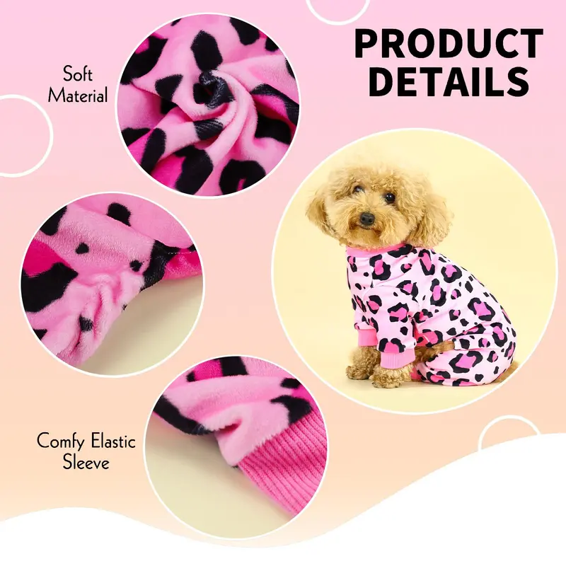 Leopard Print Dog Pajama, Fashionable Cozy Pet Clothes for Small Medium Large Dogs, Perfect Pet Clothes for Comfort and Style 4