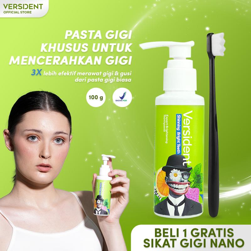 PROMO 1 JAM VERSIDENT (FLASH SALE) - Beli 1 Bonus 1 Sikat Gigi - Pasta Gigi Pemutih, Penghilang bau mulut 0
