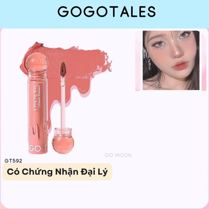Son tint bóng kẹo mút GOGO TALES GT592 Son Watertint Lâu Trôi Cho Đôi Môi Căng Mọng Ẩm Mịn lên màu trong suốt 3.5 gam
