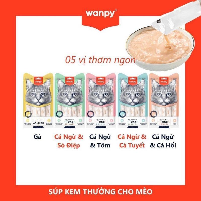 Súp thưởng Wanpy Creamy cho mèo mọi lứa tuổi 0
