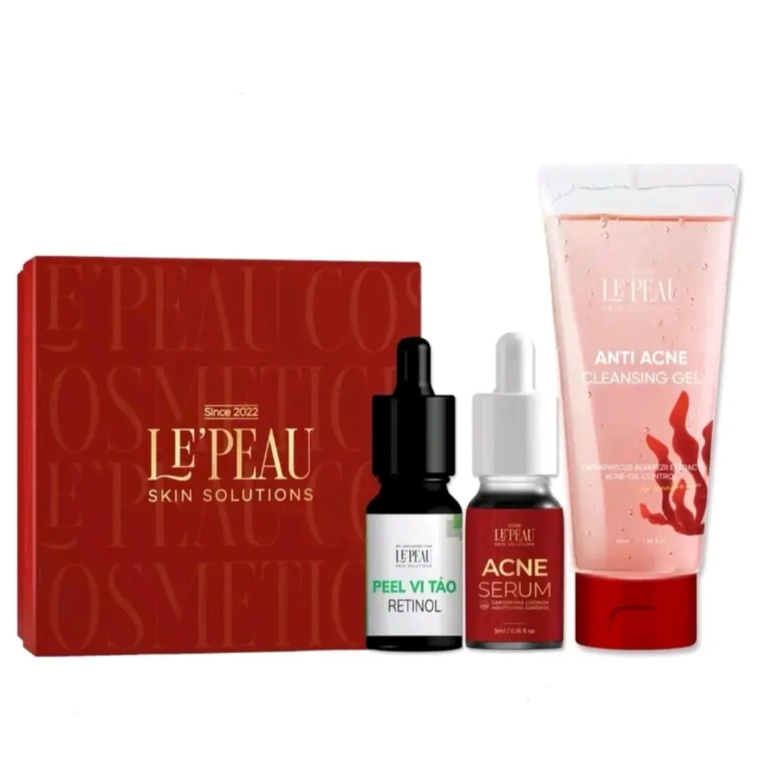 Tinh chất peel vi tảo Retinol Le'peau dung tích 10ml hỗ trợ cải thiện mụn.(tặng 1 lọ serum mụn diếp cá 5ml + 1 sữa rửa mặt 50ml)