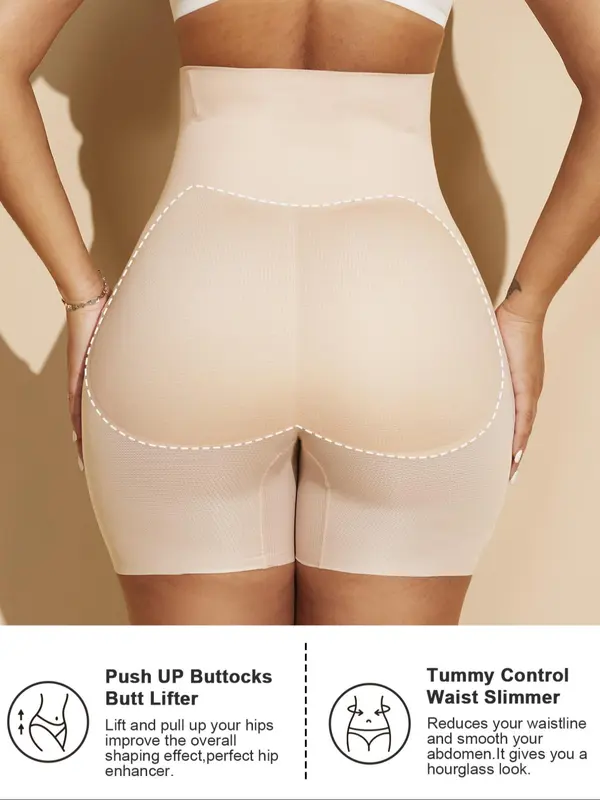 Women's Solid Color High Waist Shapewear Shorts, High Stretch Comfortable Breathable Tummy Control Butt Lifting Seamless Shaper, Women's Shapewear Bottoms for Daily Wear, Womenswear 7