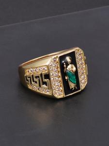 Anillo de cobre elegante para hombre decorado con diamantes de imitación, joyería de moda para fiestas y uso diario, joyería versátil ideal para regalo de cumpleaños