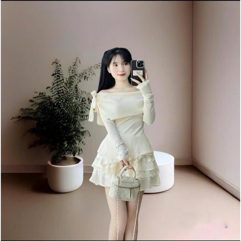 Áo Kiểu Trễ Vai Bigsize Nữ Tay Dài Nơ Buộc Tiểu Thư Tà Xẻ Nhọn Điểm Nhấn Dáng Vừa Chất Tăm Mềm Mịn Thanh Lịch G257 Women Nhung