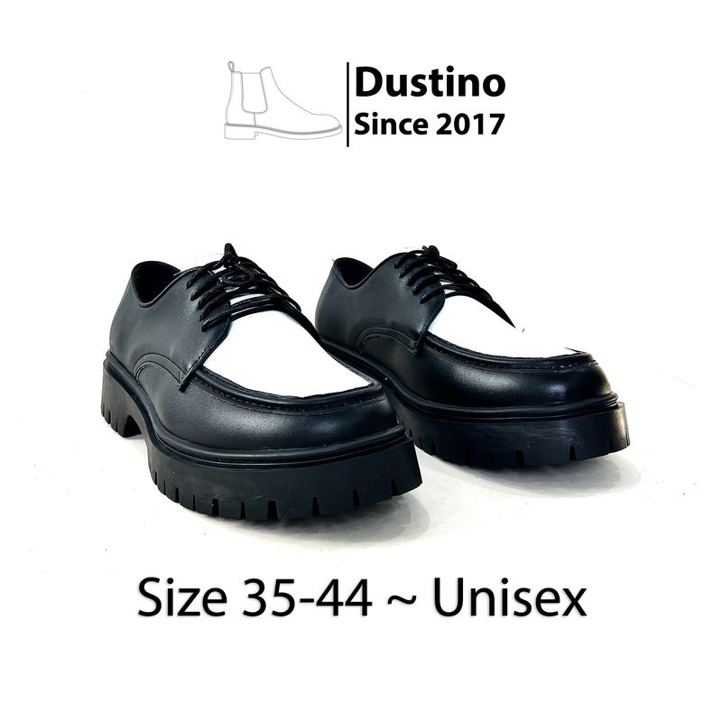   Size 35-44  Giày Chunky Derby Đen Trắng Đế 5cm Nam Nữ Giày Buộc Dây Đen Trắng Unisex 