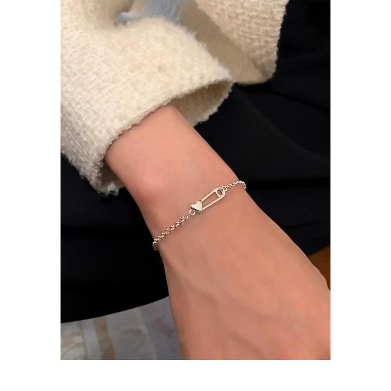 Vòng Tay Trái tim safety pins xinh,Bạc nữ hình,vòng tay nữ Safety ...