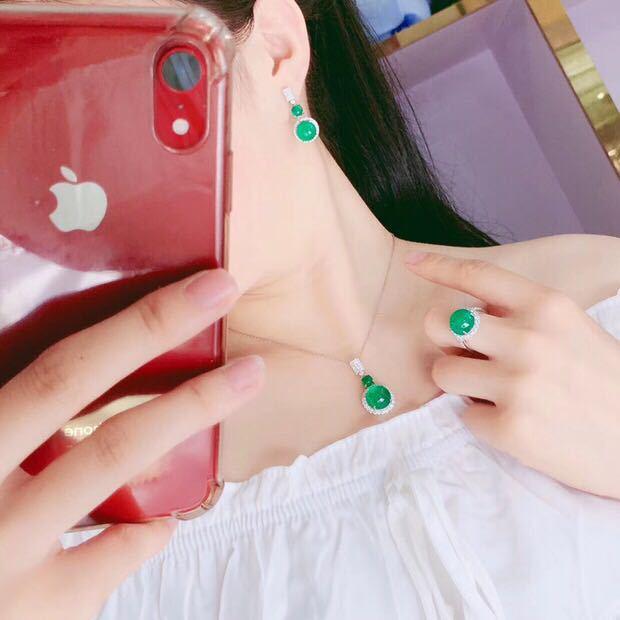 Product Introduction of Elegant Fashion Natural zircon Stud Earrings Ring Pendant Necklace Fashion accessories Set High Ice Perfect zircon Three-Piece Set Anniversary Auspicious Birthday 39